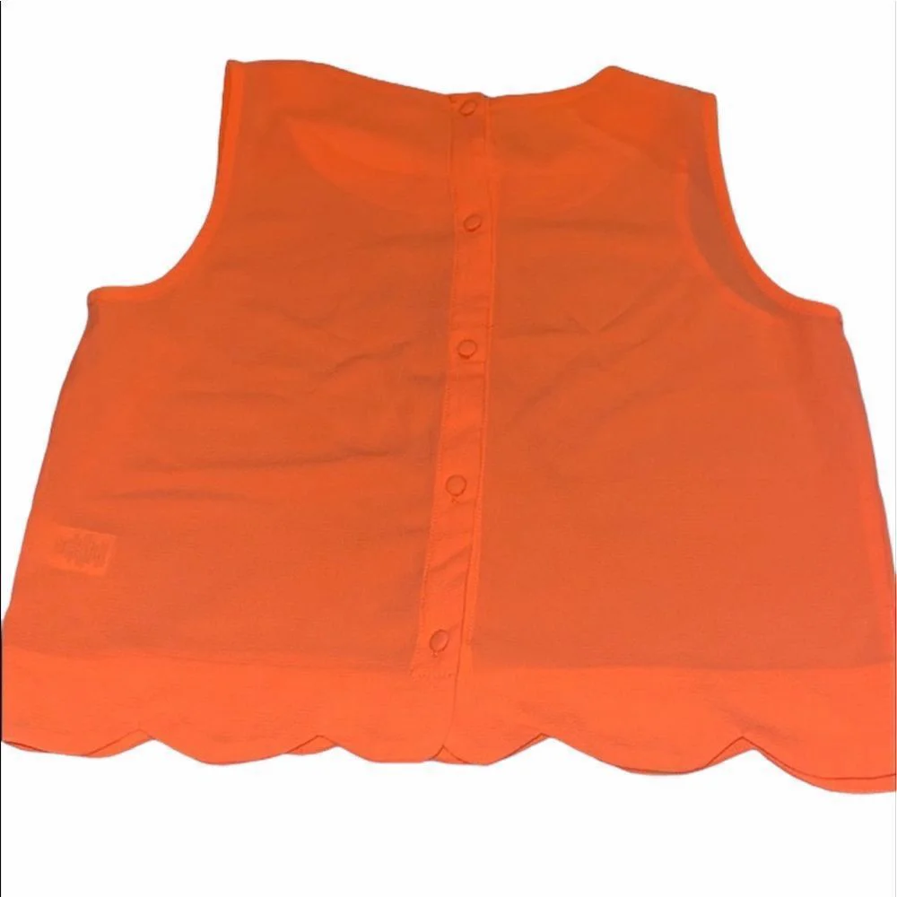 NECESSARY Clothing | Neon Orange Scalloped Crop Frilly Summer Tank - Picture 6 of 6